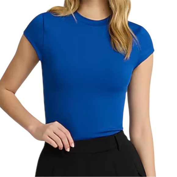 Express Tops - Express Supersoft Fitted Crew Neck Short Sleeve Bodysuit